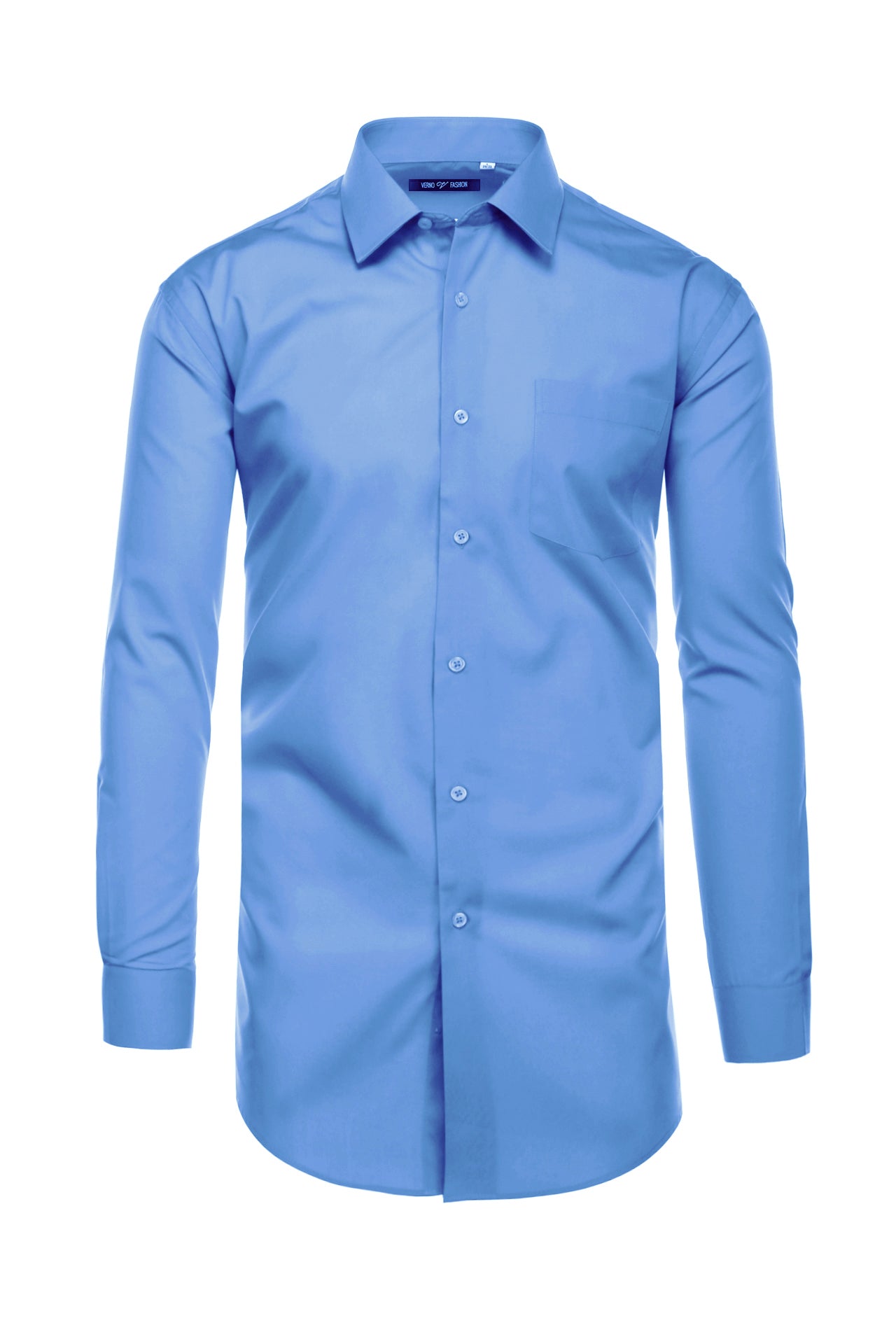 Cotton Blend Dress Shirt Regular Fit In Light Blue