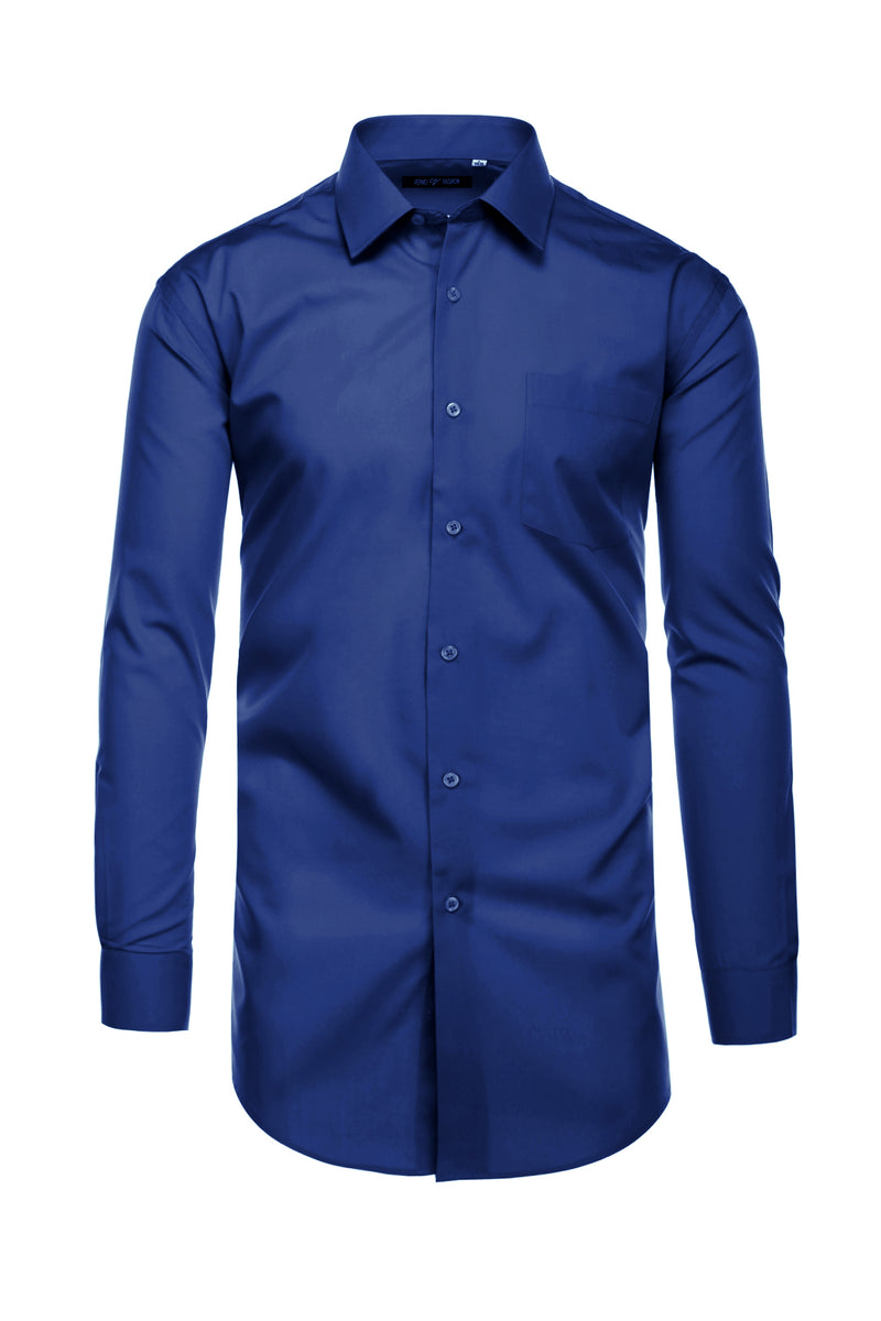 Cotton Blend Dress Shirt Regular Fit In Royal Blue