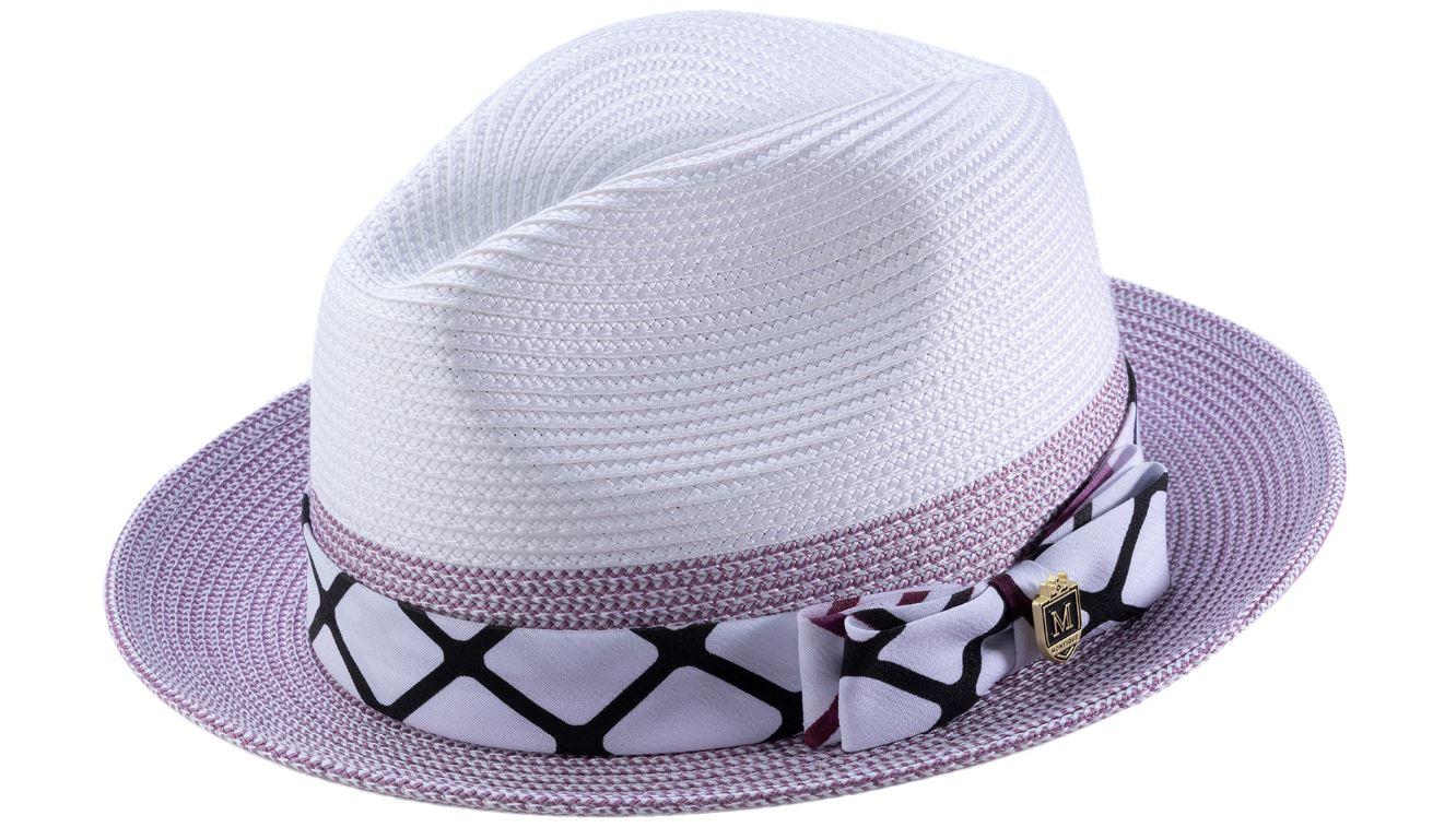 Men's Straw Fedora Hat in Purple