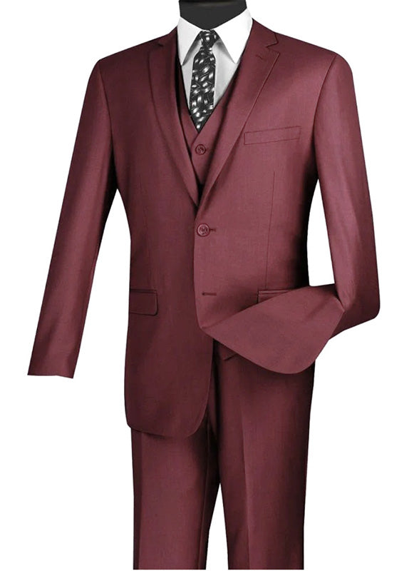 Ultra Slim Fit Stretch 2 Piece Suit Color Burgundy main image 1
