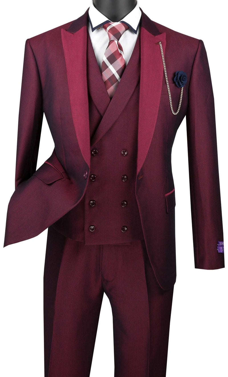 Ruby Slim Fit 3 Piece Suit 1 Button with Double Breasted Vest