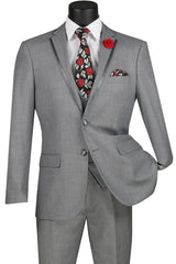 Leonardo Collection - Slim Fit Tuxedo 2 Button 3 Piece Suit Light Gray