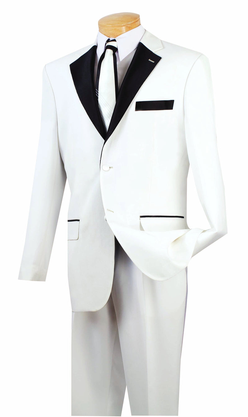 Men's Prom Tuxedo 2 Piece Fancy Lapel In White 2 Button Design