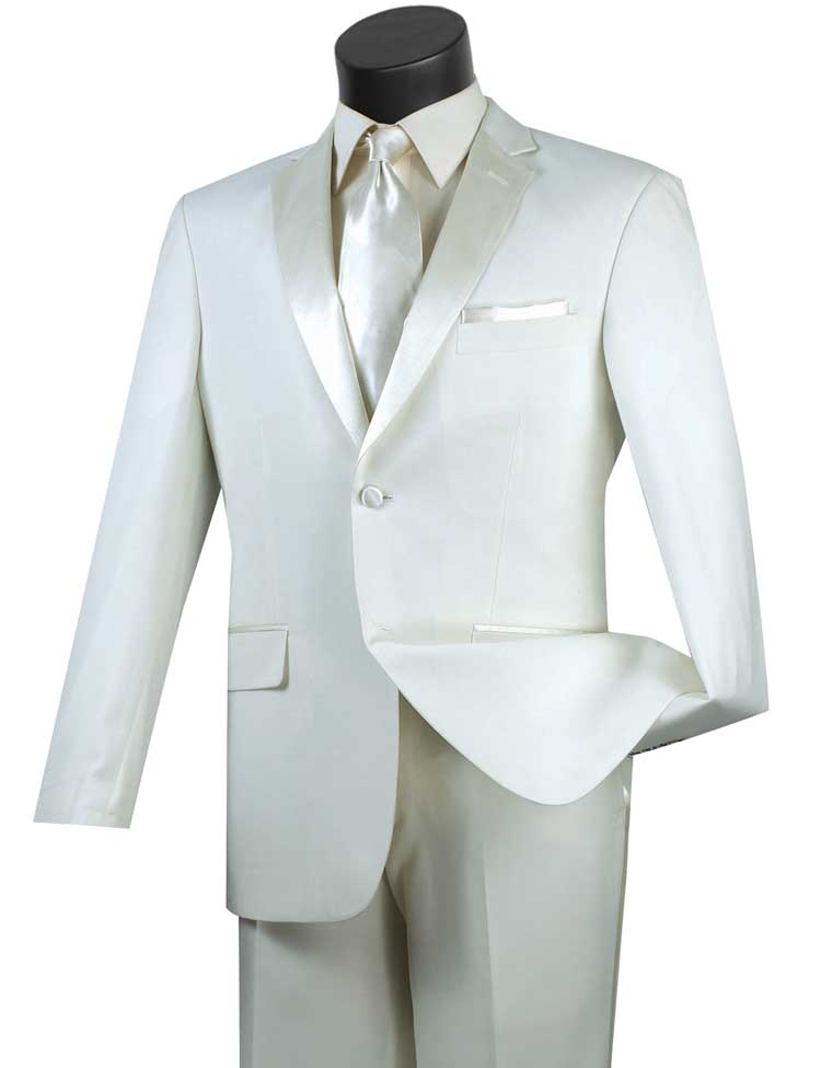 Excalibur Collection - Slim Fit Tuxedo 2 Piece 2 Buttons Design in Ivory