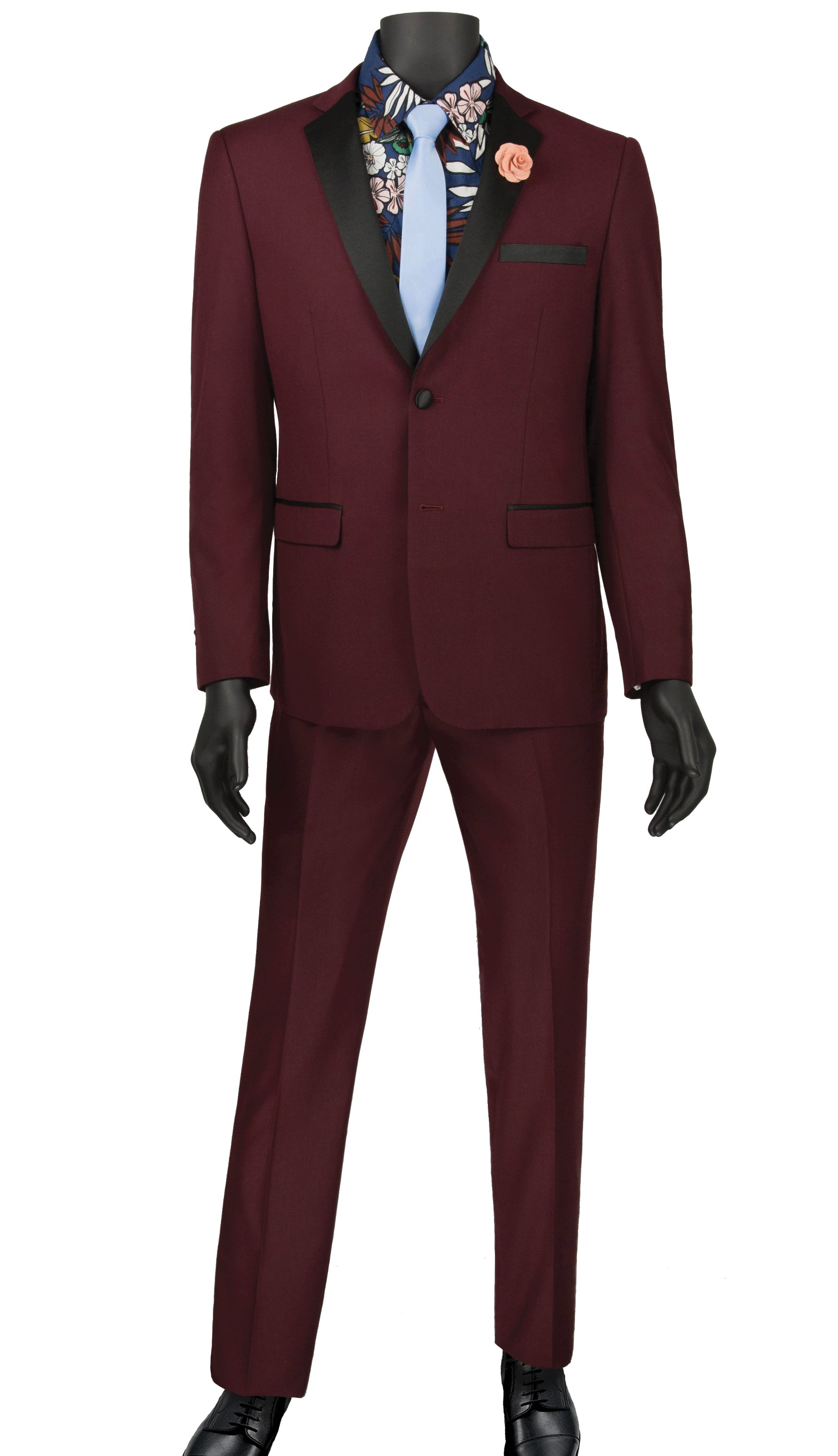 Ultra Slim Fit Tuxedo 2 Buttons 2 Piece in Color Wine