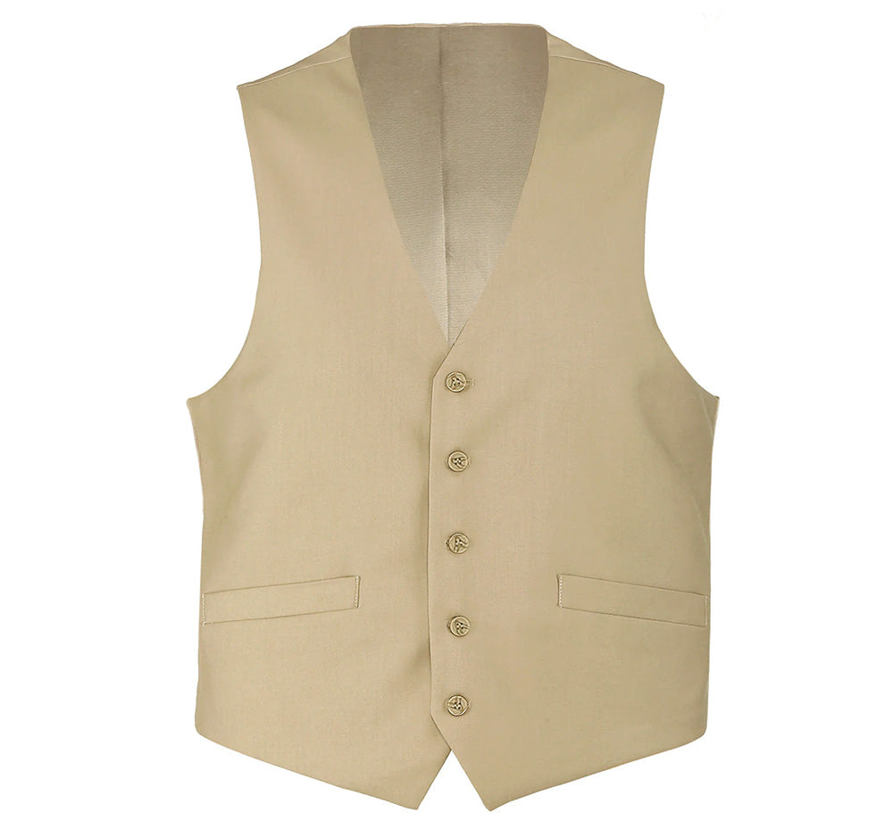Beige Slim Fit Vest Single Breasted 5 Button Design