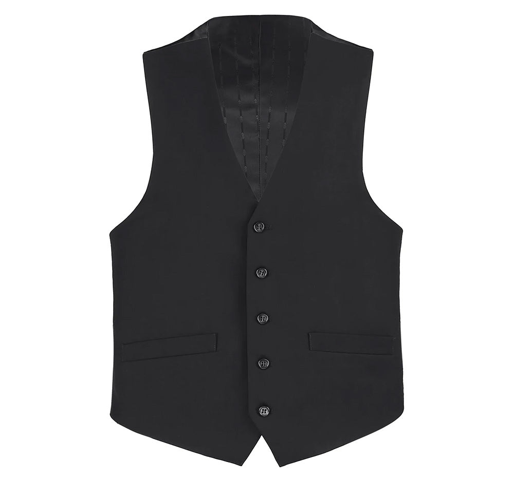 Black Slim Fit Vest Single Breasted 5 Button Design