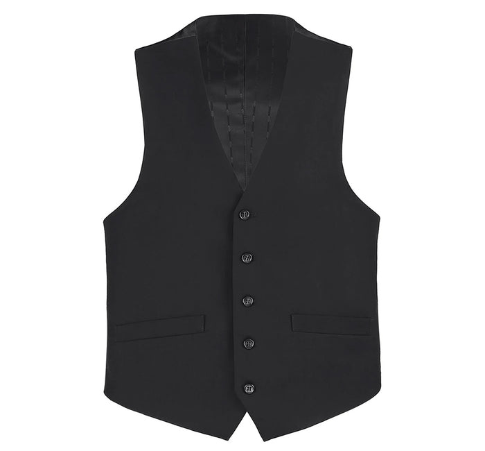 Black Slim Fit Vest Single Breasted Vest 5 Buttons Design | Suits ...