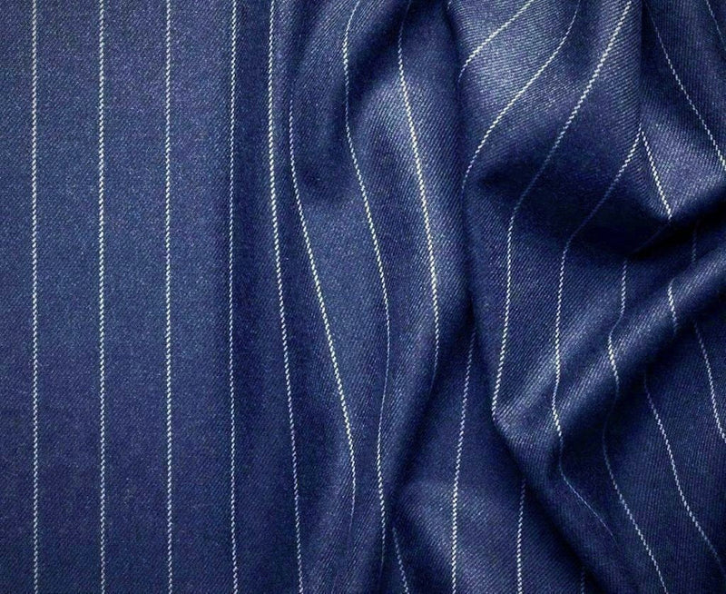 (40R Blazer) Double Breasted Stripe Suit Blue Regular Fit Blazer