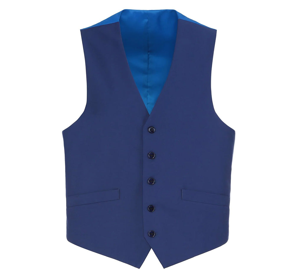 Blue Slim Fit Vest Single Breasted 5 Button Design | Suits Outlets Men ...