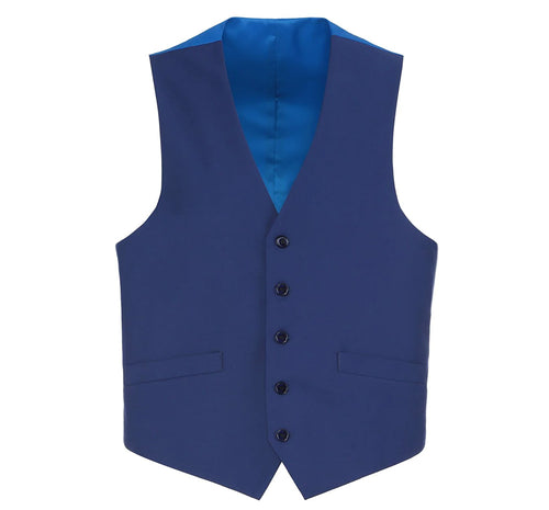 Blue Slim Fit Vest Single Breasted 5 Button Design