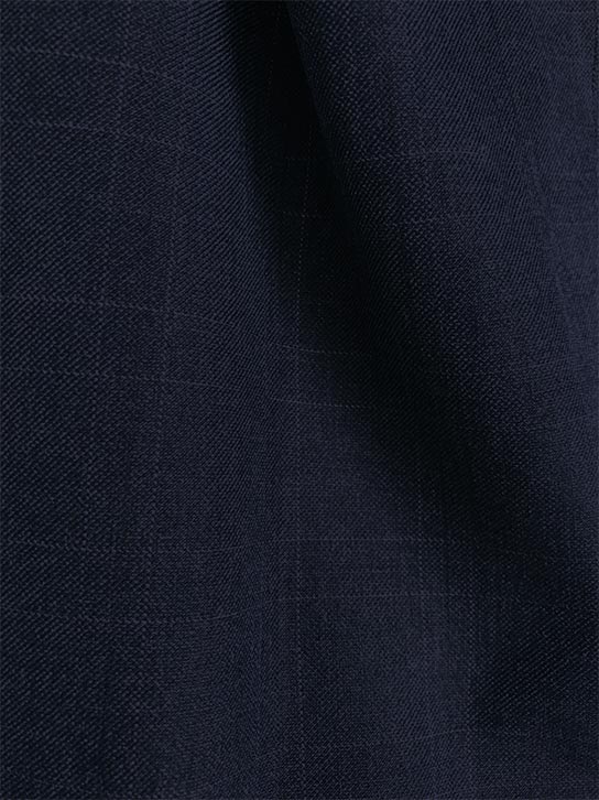 Olympia Collection - Glen Plaid Regular Fit Suit 3 Piece Navy Blue