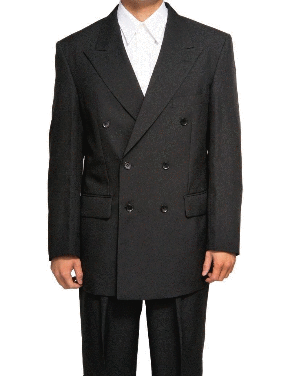 Atlantis Collection - Black Regular Fit Double Breasted 2 Piece Suit