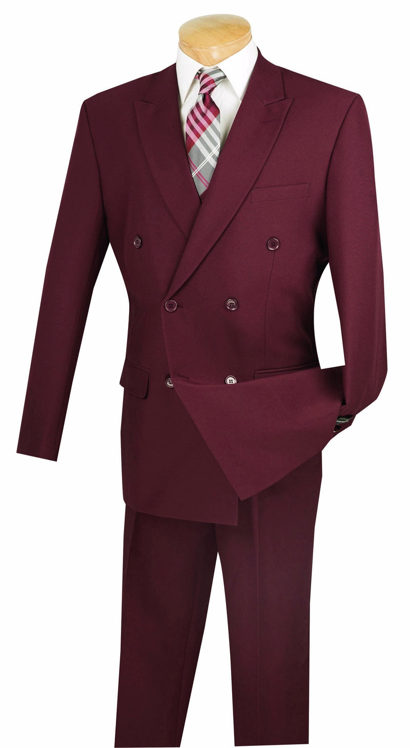 Atlantis Collection - Burgundy Regular Fit Double Breasted 2 Piece Suit