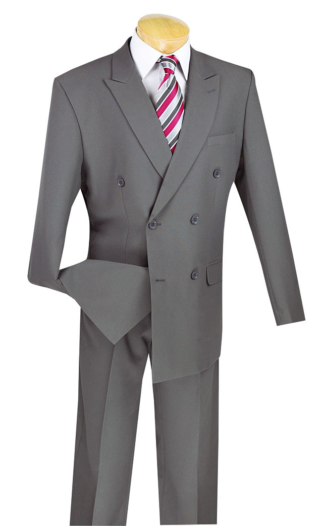 Atlantis Collection - Medium Gray Regular Fit Double Breasted 2 Piece Suit
