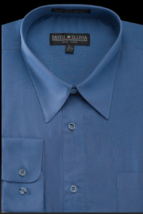 Basic Dress Shirt Regular Fit in Denim Blue