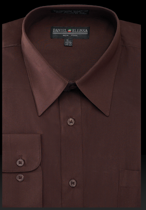 Basic Dress Shirt Regular Fit in Dark Brown