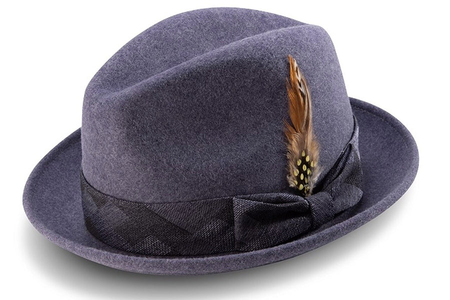 Grape Color Men's Fashion Bogart Fedora Hat 2 1/4 Inch Wide Brim