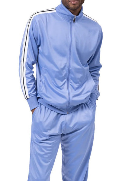 Men's Leather Track Suit Sweatsuit [Baby Blue/White] – LeatherKloset