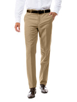 Khaki Dress Pants Regular Leg Flat Front Pre-Hemmed
