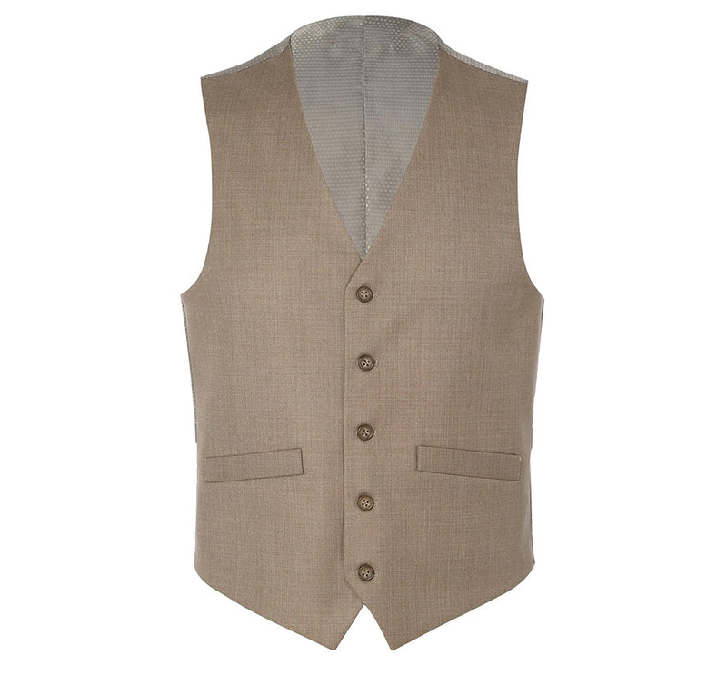 Khaki Slim Fit Vest Single Breasted 5 Button Design