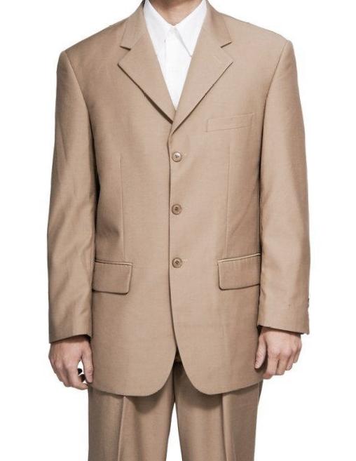 Mont Blanc Collection - Regular Fit Suit 3 Button 2 Piece in Khaki