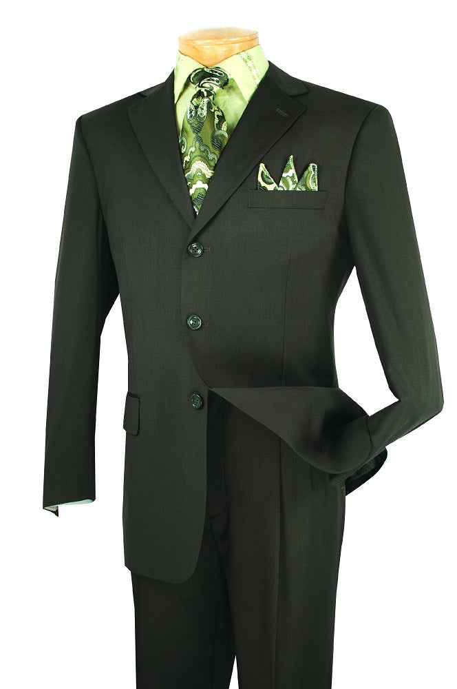Mont Blanc Collection - Regular Fit Suit 3 Button 2 Piece in Olive