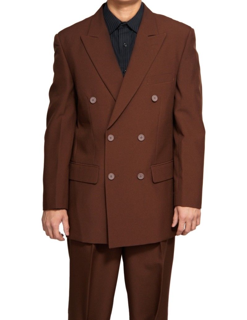 Atlantis Collection - Brown Regular Fit Double Breasted 2 Piece Suit