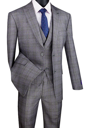 Medium Grey Modern Plaid Suit
