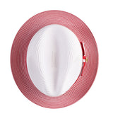 Men's Braided Straw Fedora Two Tone Weave in Red