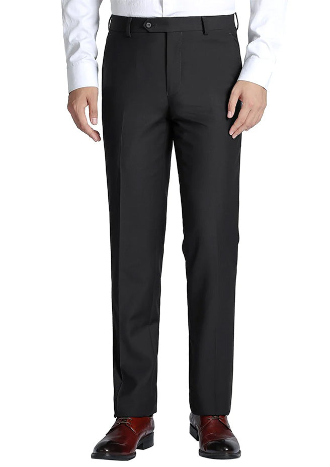 Black Dress Pants Regular Leg Flat Front Pre-Hemmed | Suits Outlets Men ...