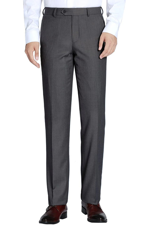 Charcoal Dress Pants Regular Leg Flat Front Pants Pre-Hemmed | Suits ...