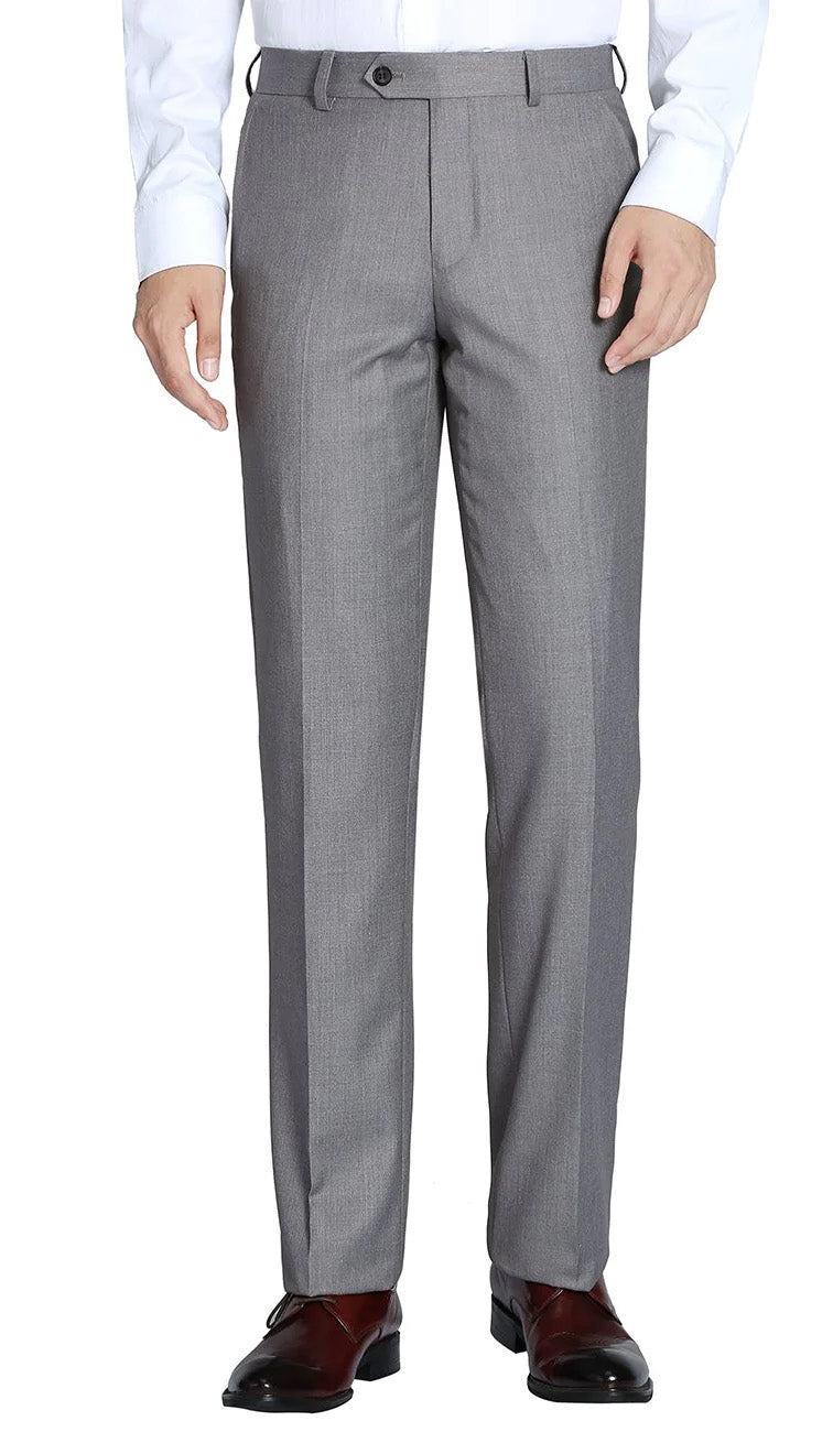 Gray Slim Fit Dress Pants Flat Front Pre-hemmed | Suits Outlets Men's ...