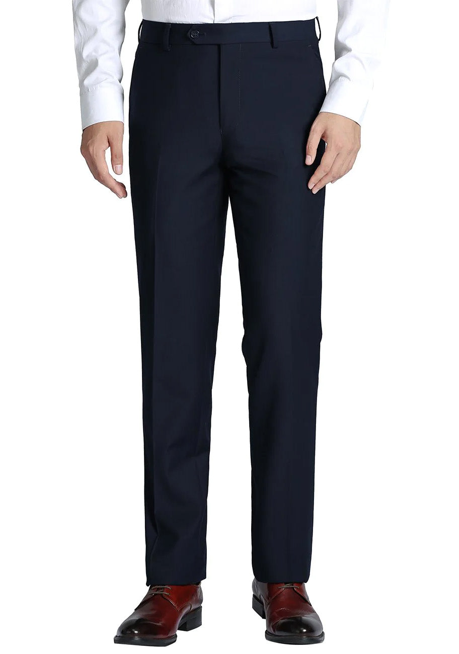 Navy Dress Pants Regular Leg Flat Front Pants Pre-Hemmed | Suits ...