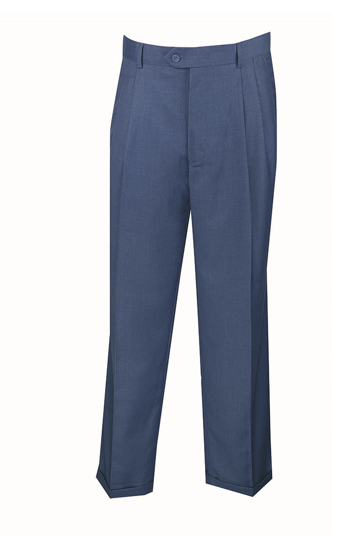 Dress Pants Regular Fit Leg Pleated Pre-hemmed With Cuffs in Blue ...