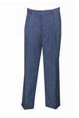 Dress Pants Regular Fit Leg Pleated Pre-hemmed With Cuffs in Blue