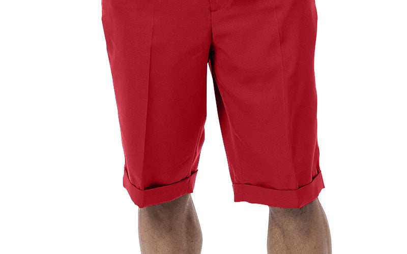 Red 2 Piece Short Sleeve Walking Suit Argyle Pattern with Shorts