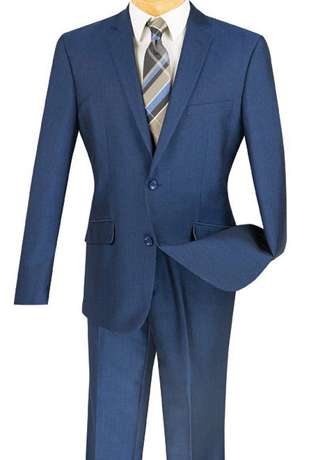 Men's Slim Fit 2 Piece Single Breasted 2 Button Design Blue | Suits ...