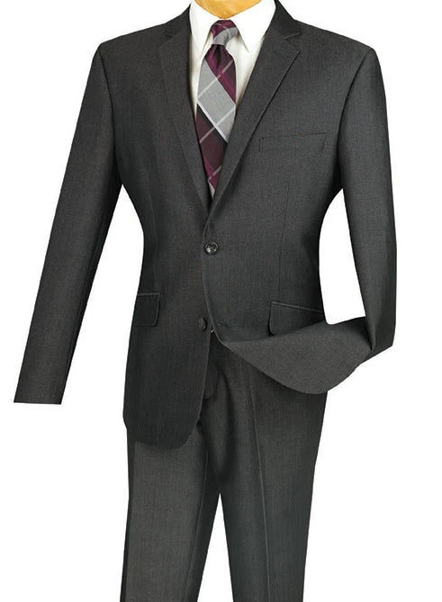 Men's Slim Fit 2 Piece Suit Single Breasted 2 Button Design Smoke