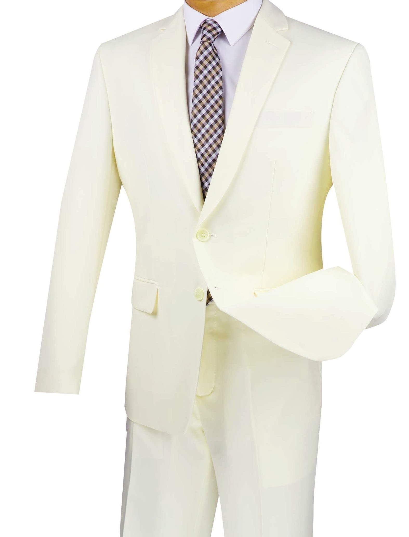 Ivory Slim Fit Men's 2 Piece Business Suit 2 Button