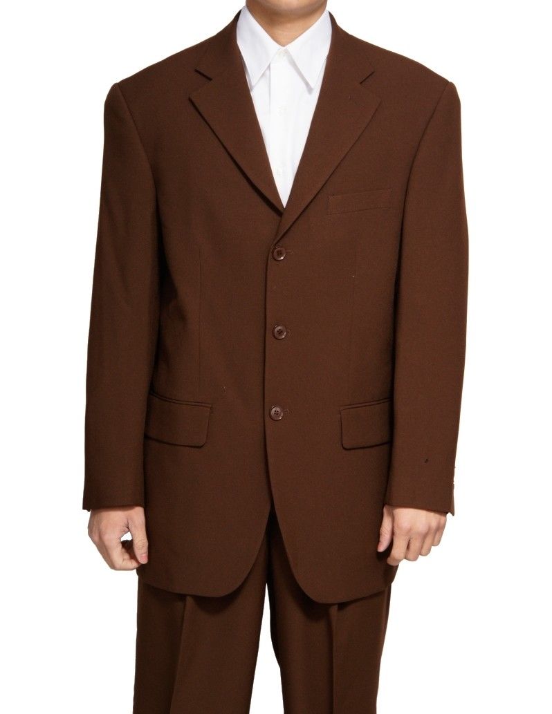 Mont Blanc Collection - Regular Fit Suit 3 Button 2 Piece in Brown