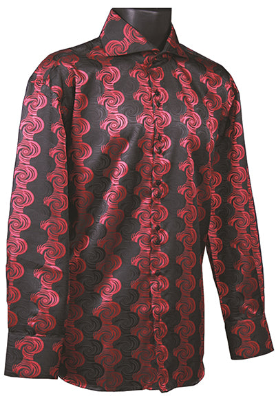 Dress Shirt Regular Fit Designer Pattern In Black/Red