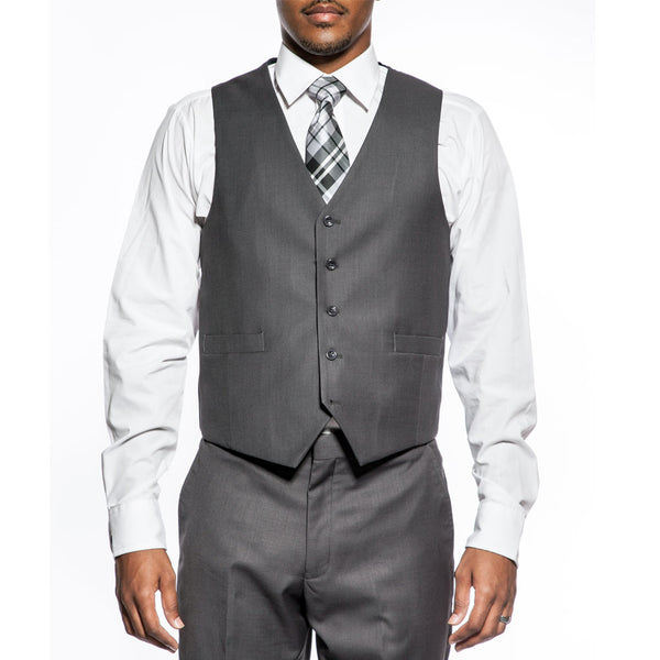 Slim Fit Men's Suit 3 Piece 2 Button in Heather Gray | Suits Outlets ...