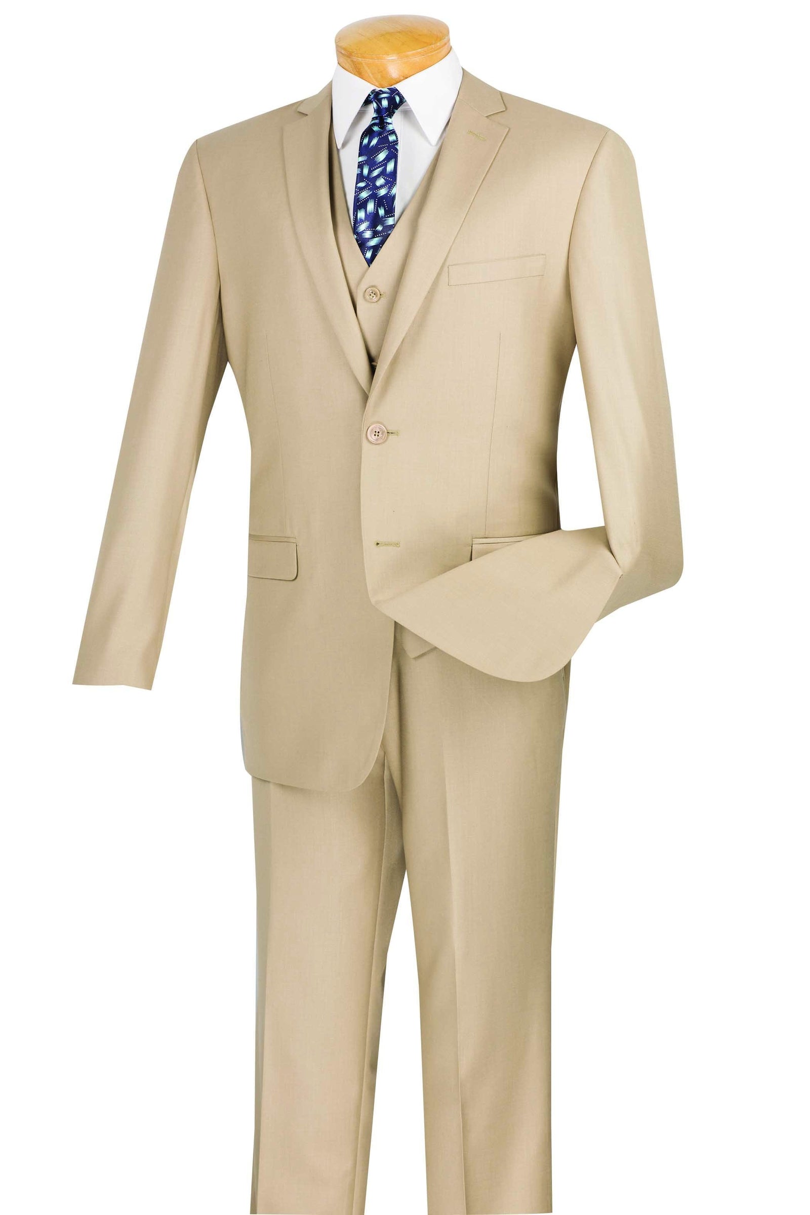 Slim Fit Men's Suit 3 Piece 2 Button in Beige | Suits Outlets Men's Fashion