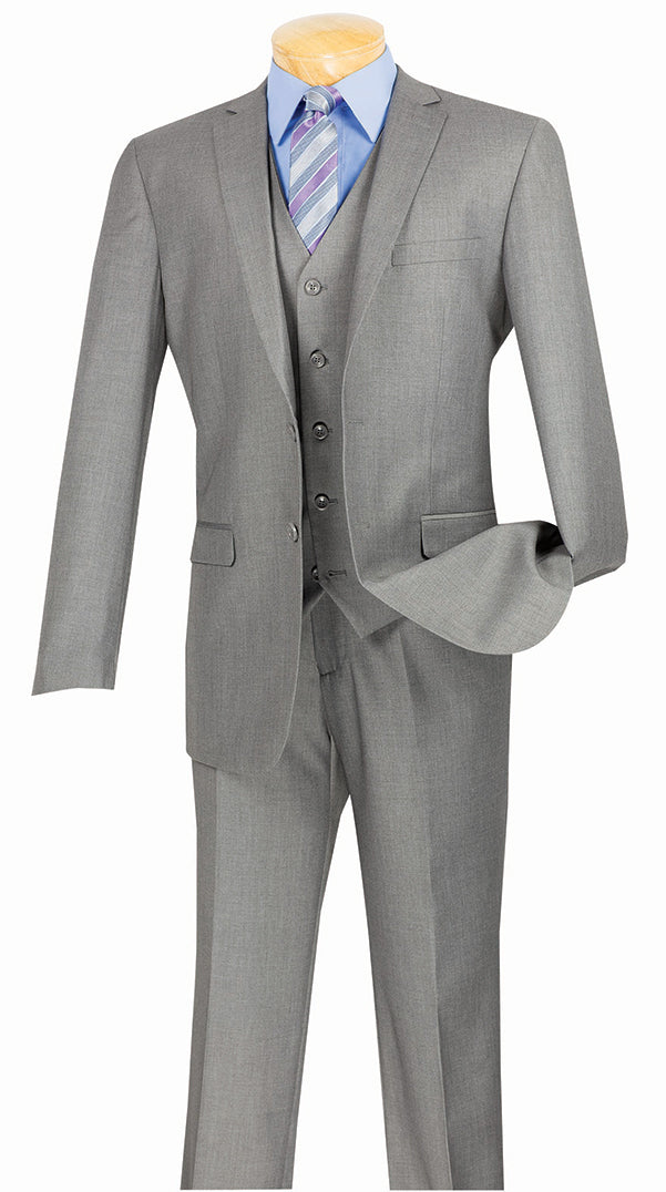 Slim Fit Suit 3 Piece 2 Button in Medium Gray