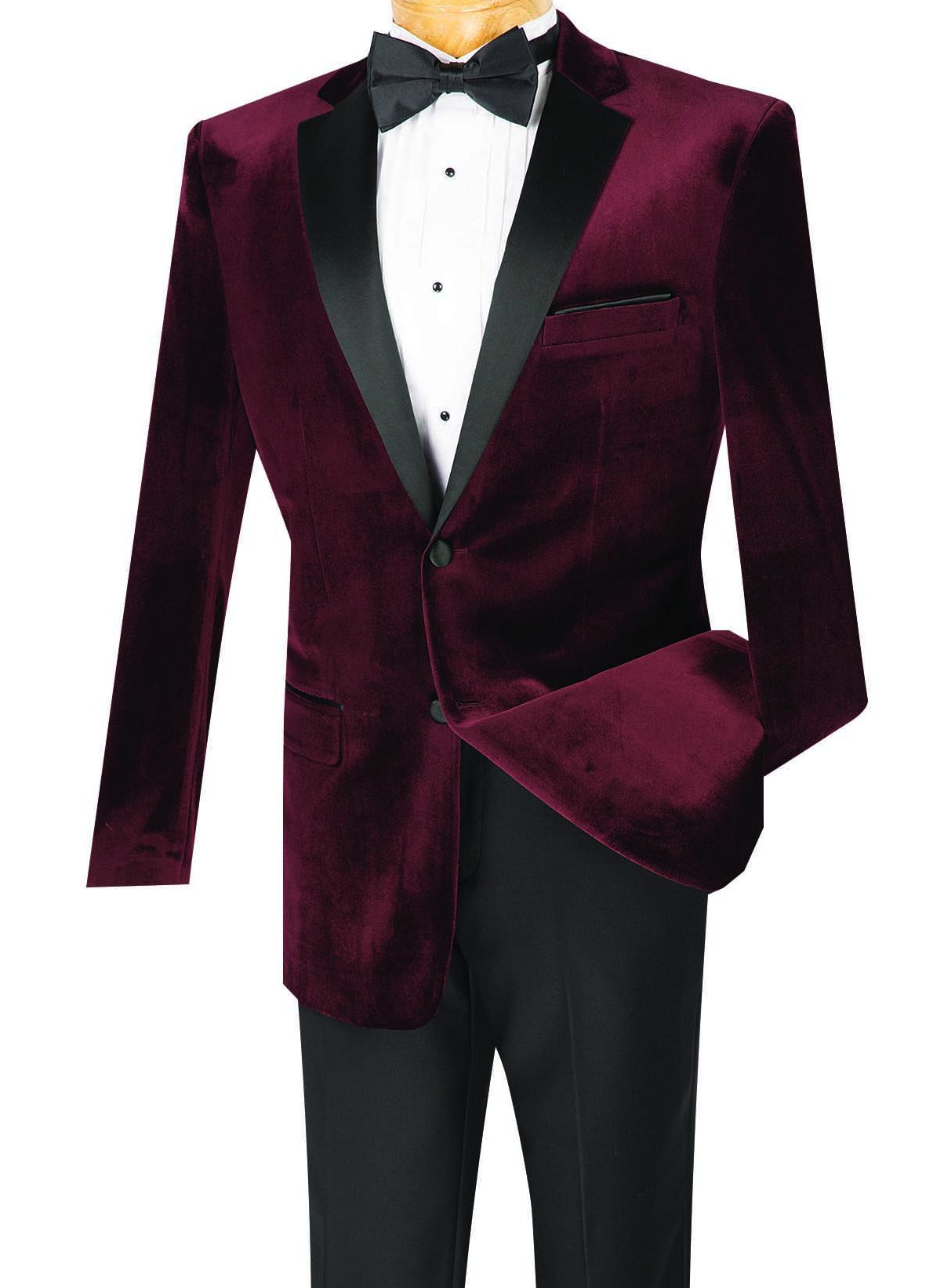 Men's Slim Fit Velvet Tuxedo 2 Piece in Wine