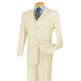 Morgan Collection - Regular Fit 3 Piece Suit 2 Button Ivory