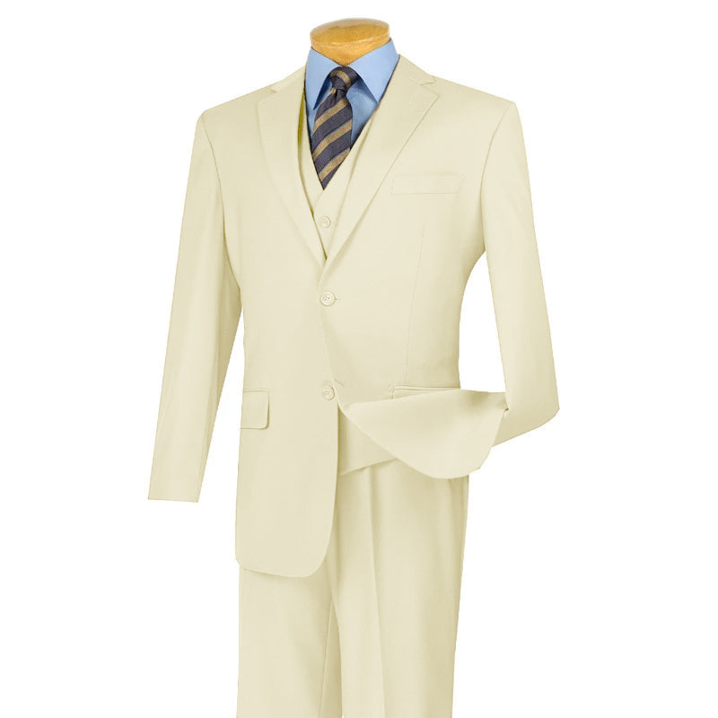 Morgan Collection - Regular Fit 3 Piece Suit 2 Button Ivory