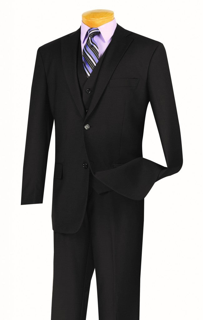 Morgan Collection - Regular Fit 3 Piece Suit 2 Button Black