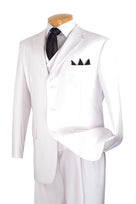 Mont Blanc Collection - Regular Fit Suit 3 Button 3 Piece in White ...